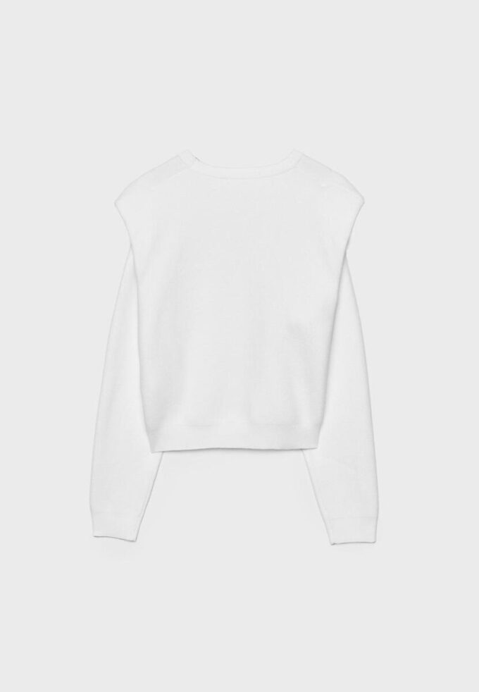 Pletený svetr s vycpávkami na ramenou