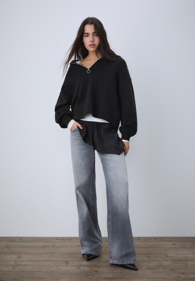 Pletený svetr se zipem Pletený svetr se zipem