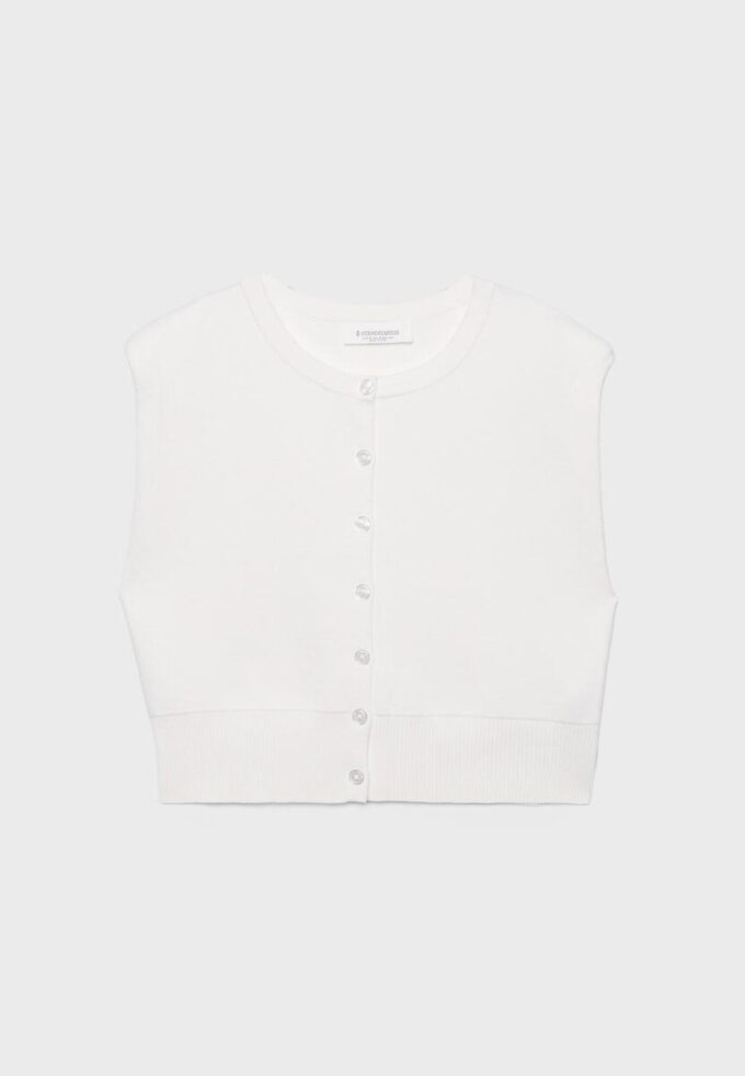 Pletená vesta s vycpávkami na ramenou