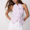 Polozmačkaný top s uzlem ve stylu qipao Polozmačkaný top s uzlem ve stylu qipao