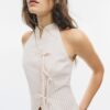 Polozmačkaný top s uzlem ve stylu qipao Polozmačkaný top s uzlem ve stylu qipao