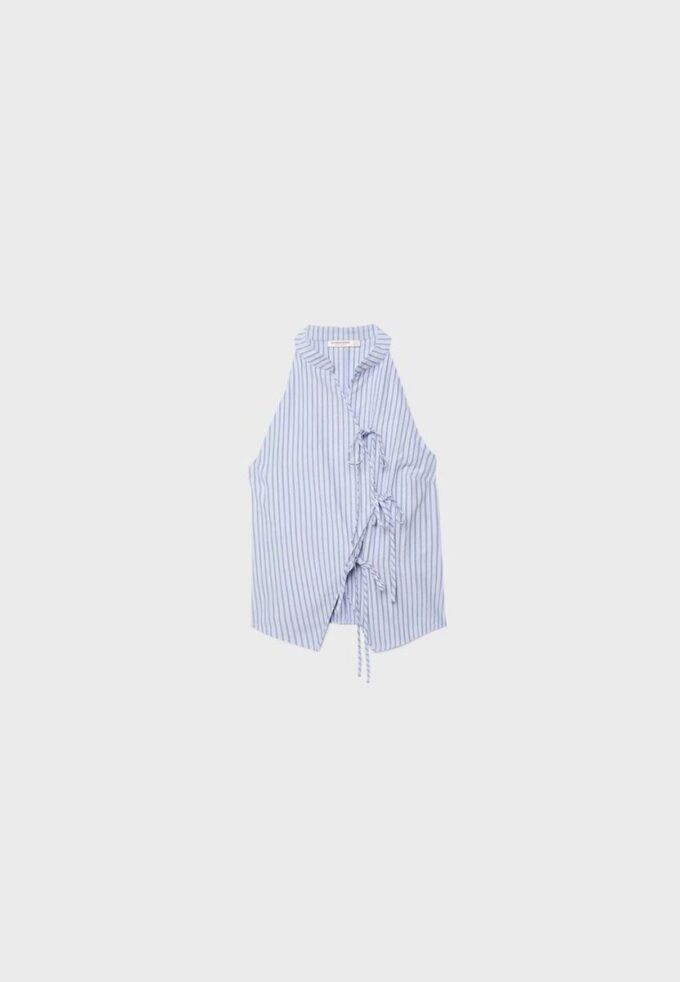 Polozmačkaný top s uzlem ve stylu qipao Polozmačkaný top s uzlem ve stylu qipao