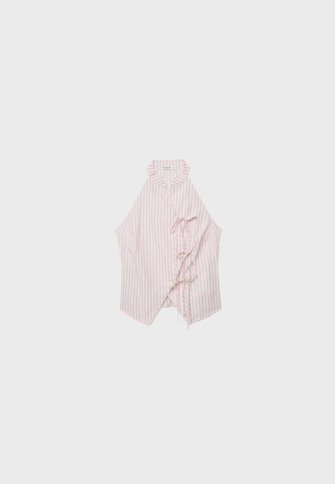 Polozmačkaný top s uzlem ve stylu qipao Polozmačkaný top s uzlem ve stylu qipao