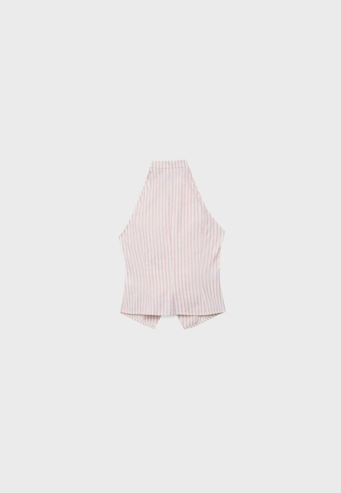 Polozmačkaný top s uzlem ve stylu qipao Polozmačkaný top s uzlem ve stylu qipao