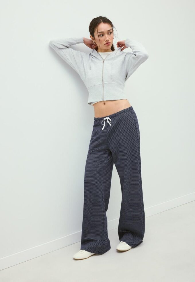 Pruhované Wide Leg jogger kalhoty