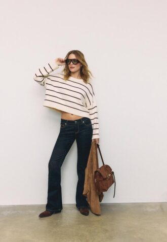 Pruhovaný zkrácený pletený svetr Pruhovaný zkrácený pletený svetr