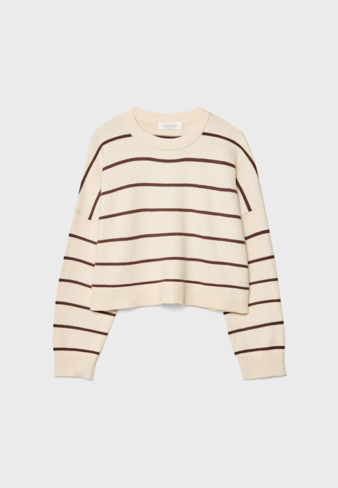 Pruhovaný zkrácený pletený svetr
