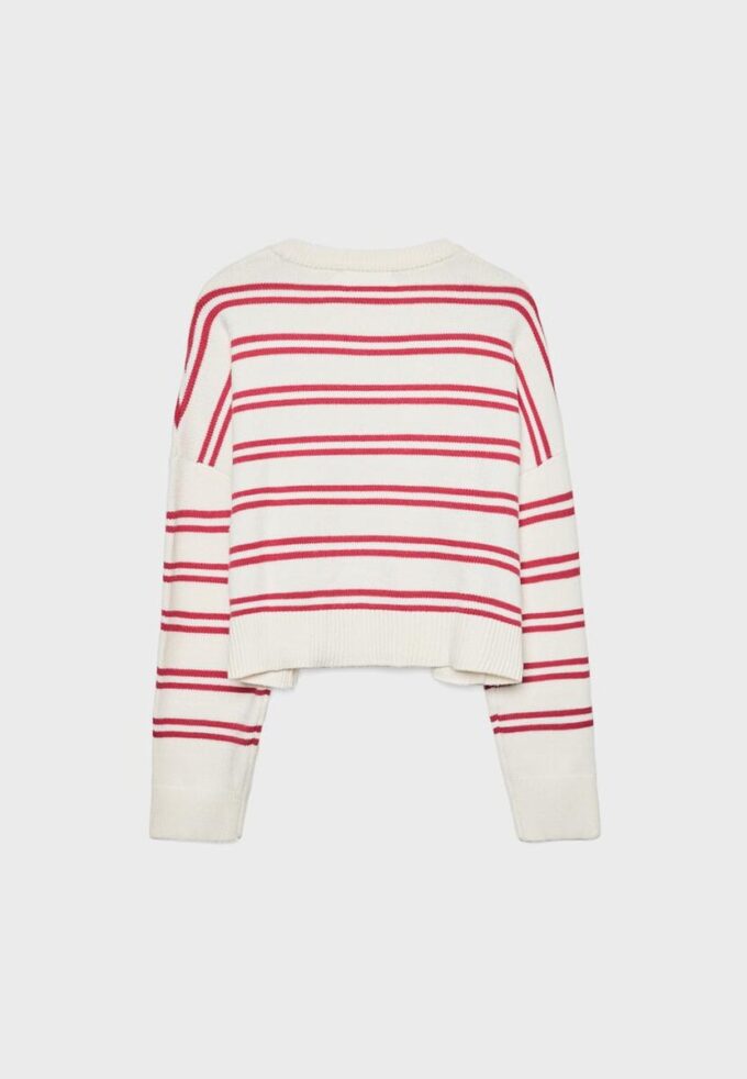 Pruhovaný zkrácený pletený svetr