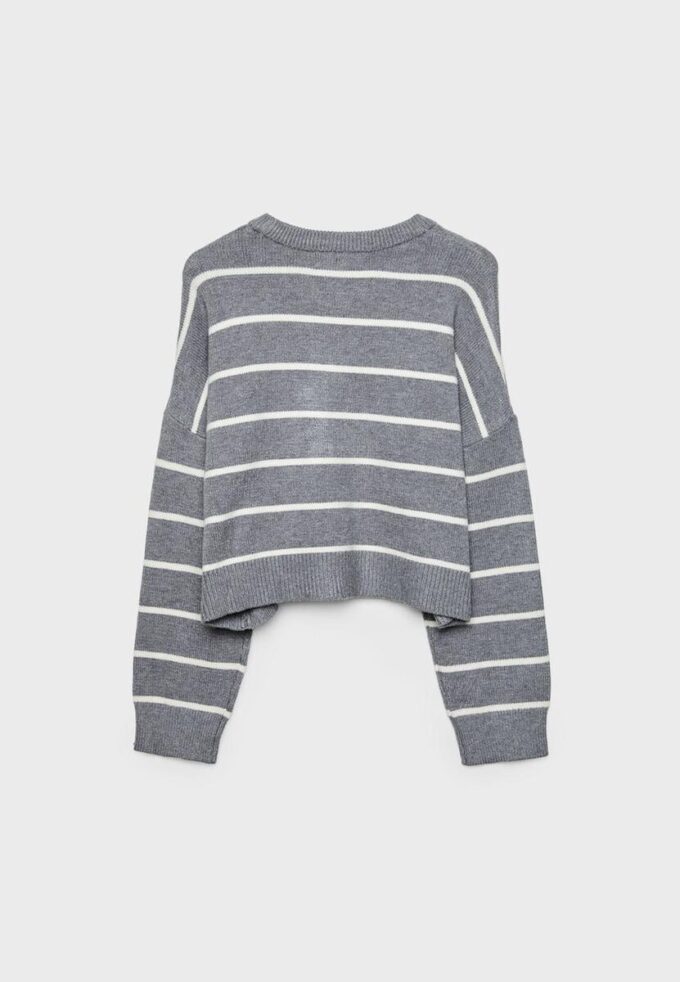 Pruhovaný zkrácený pletený svetr