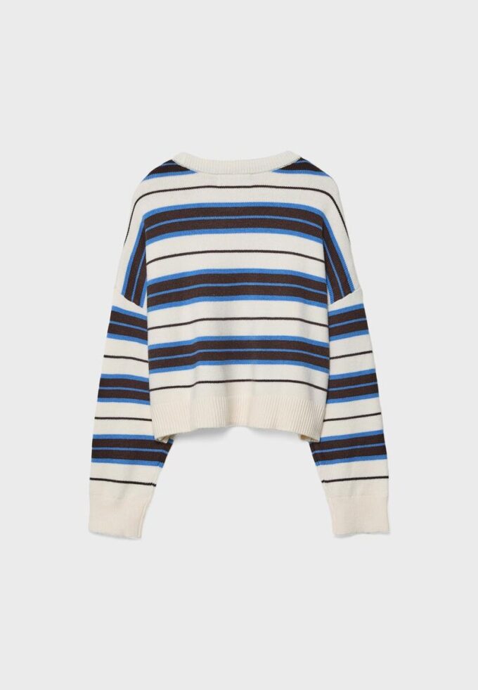 Pruhovaný zkrácený pletený svetr Pruhovaný zkrácený pletený svetr