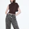 Rovné džíny s Wide Leg potisky a leopardím potiskem Rovné džíny s Wide Leg potisky a leopardím potiskem