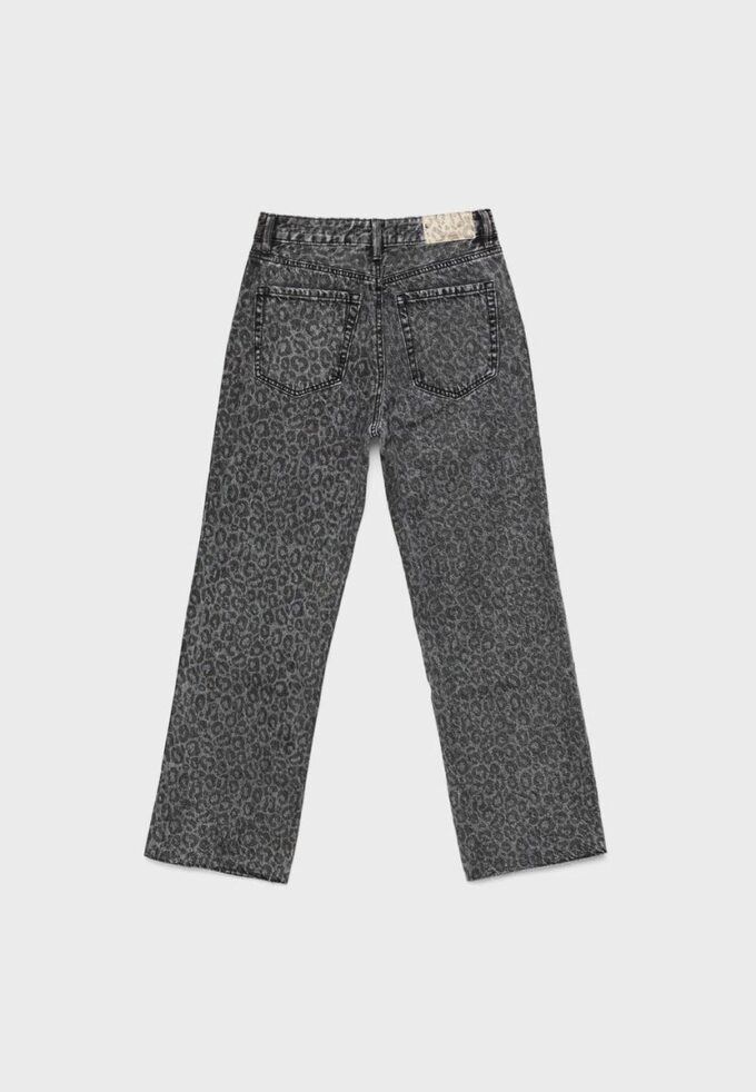 Rovné džíny s Wide Leg potisky a leopardím potiskem Rovné džíny s Wide Leg potisky a leopardím potiskem