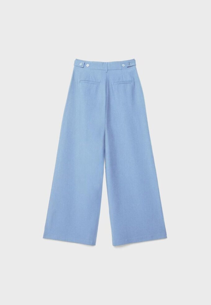 Rustikální kalhoty s Wide Leg nohavicemi a nastavitelnými knoflíky