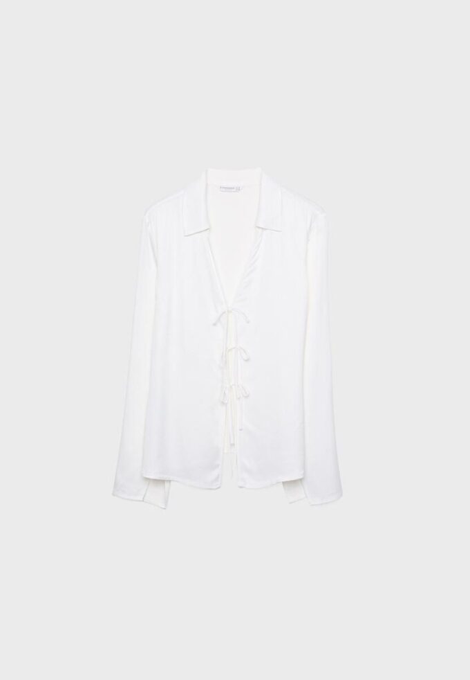 Saténová košile s vázáním