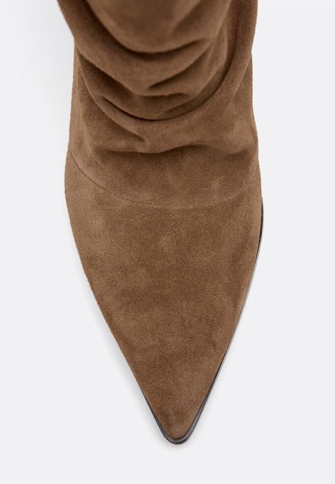 Slouchy kožené kotníkové boty na podpatku