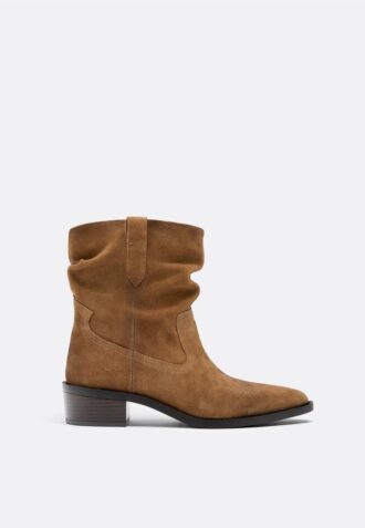 Slouchy kožené kotníkové boty ve stylu kovbojů Slouchy kožené kotníkové boty ve stylu kovbojů