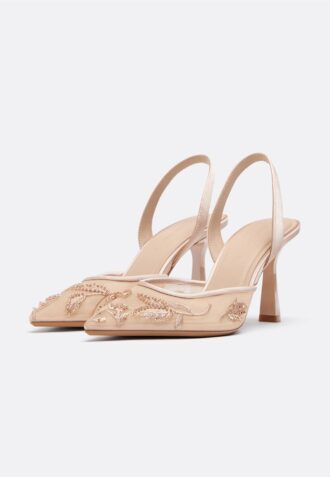 Síťované boty na podpatku s kamínky