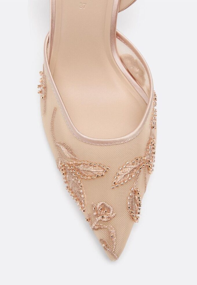 Síťované boty na podpatku s kamínky