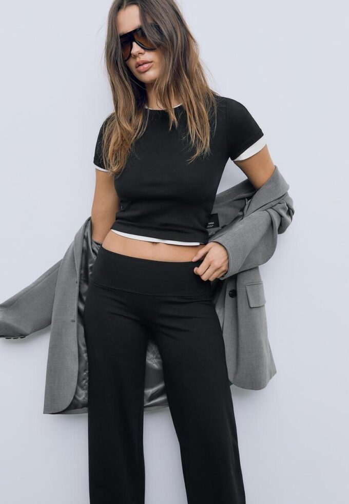 Síťované kalhoty s přeloženým pasem Síťované kalhoty s přeloženým pasem