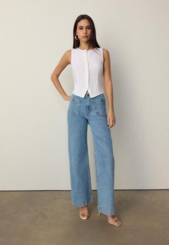 Top bez rukávů s knoflíky