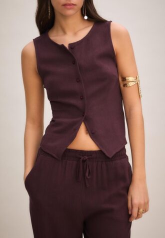 Top bez rukávů s knoflíky