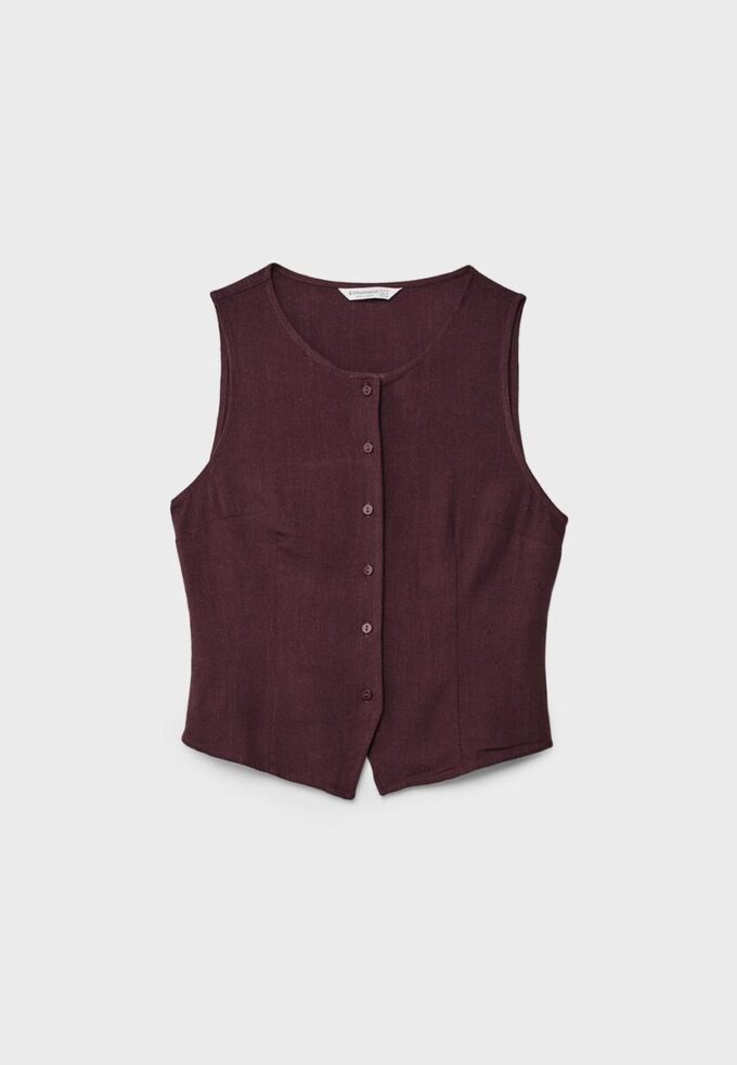 Top bez rukávů s knoflíky