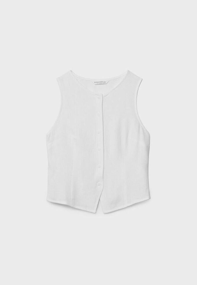 Top bez rukávů s knoflíky