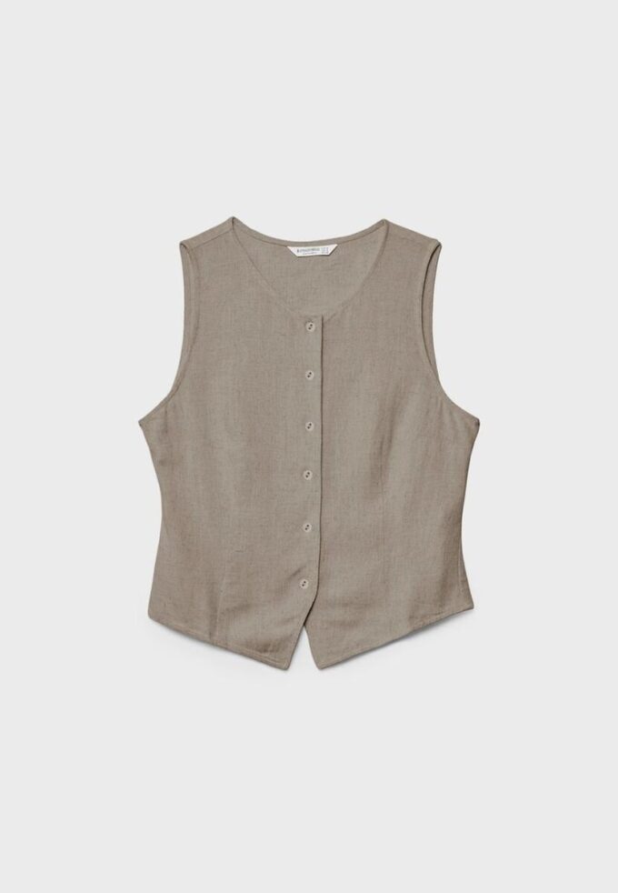 Top bez rukávů s knoflíky
