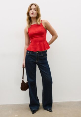 Top bez rukávů s volánovým lemem