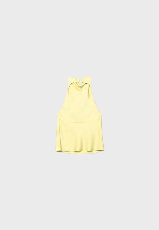 Top s halterovým výstřihem se saténovým efektem