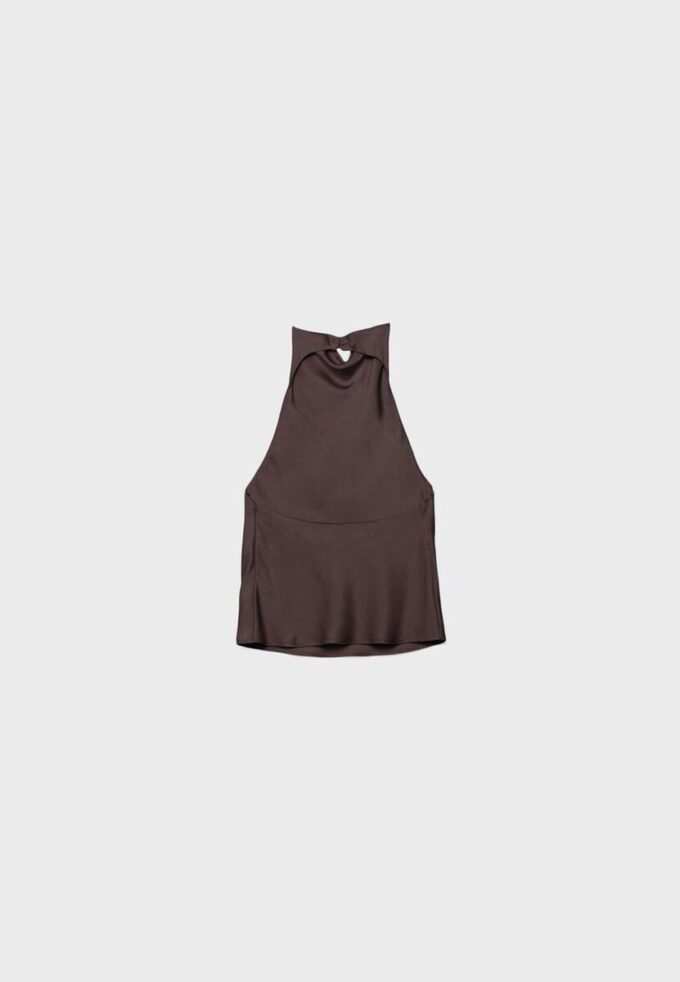 Top s halterovým výstřihem se saténovým efektem