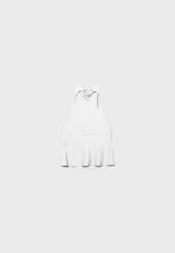 Top s halterovým výstřihem se saténovým efektem