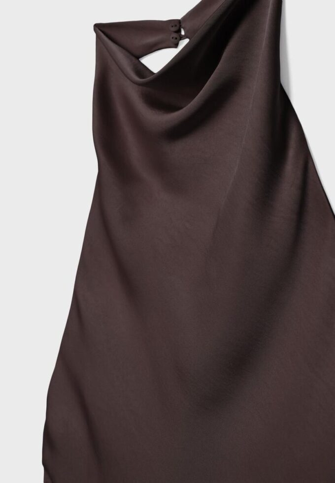 Top s halterovým výstřihem se saténovým efektem