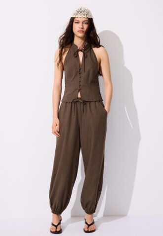 Top s výstřihem za krk a knoflíky ve stylu qipao