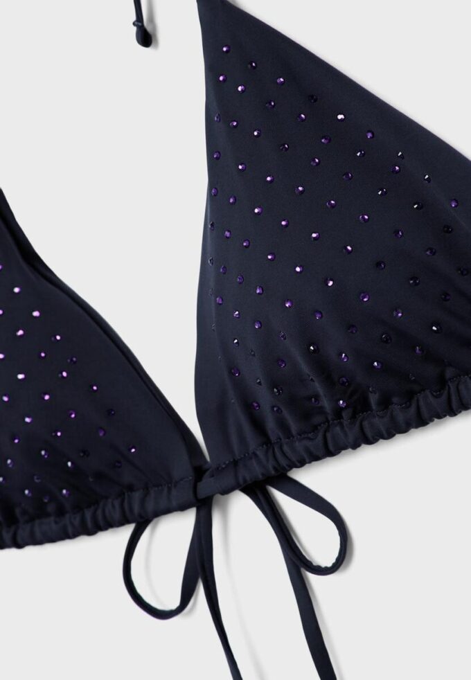 Třpytivý trojúhelníkový bikiny top