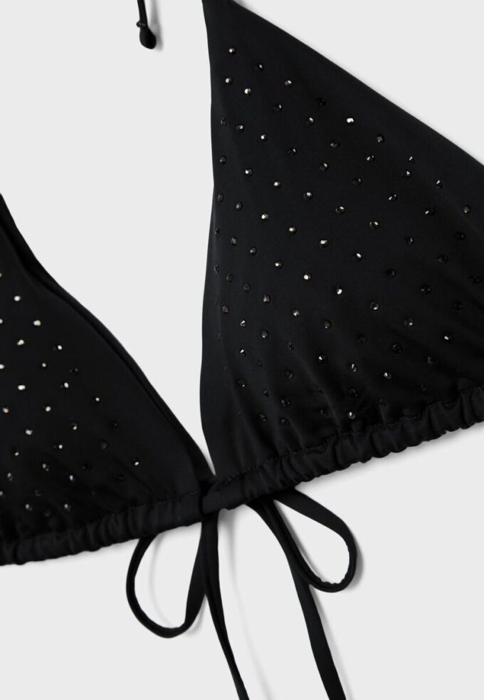 Třpytivý trojúhelníkový bikiny top