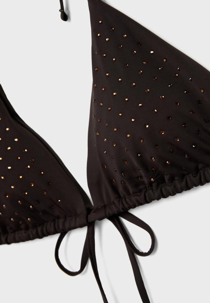 Třpytivý trojúhelníkový bikiny top