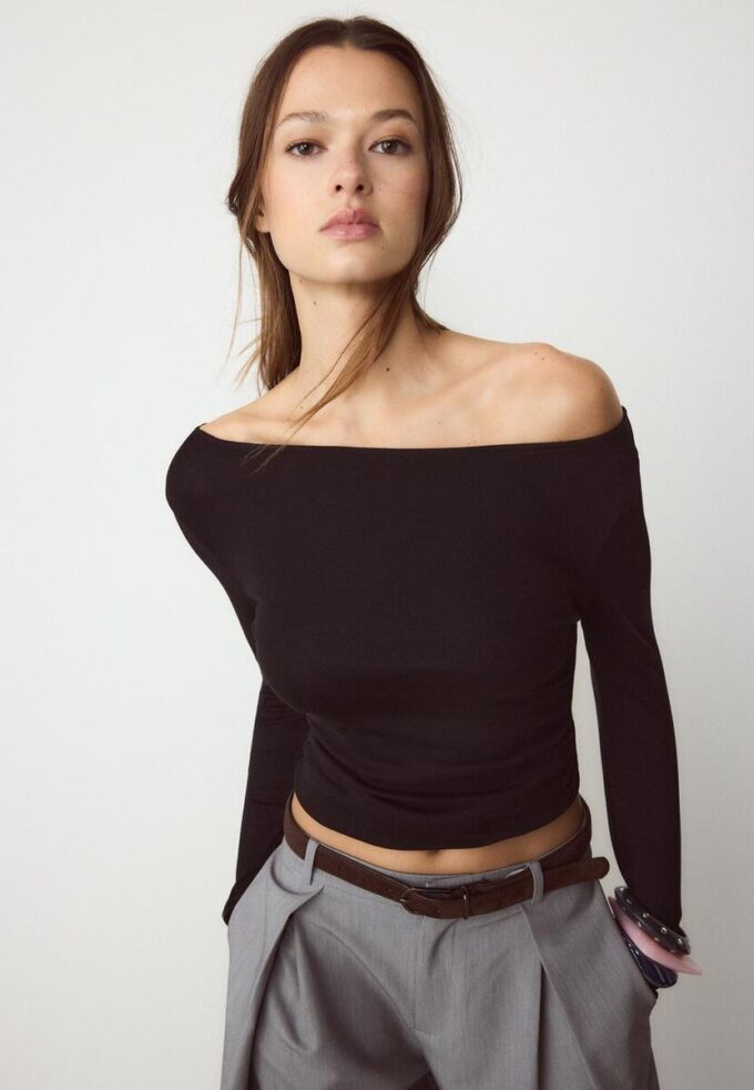 Tričko s dlouhým rukávem a řasením