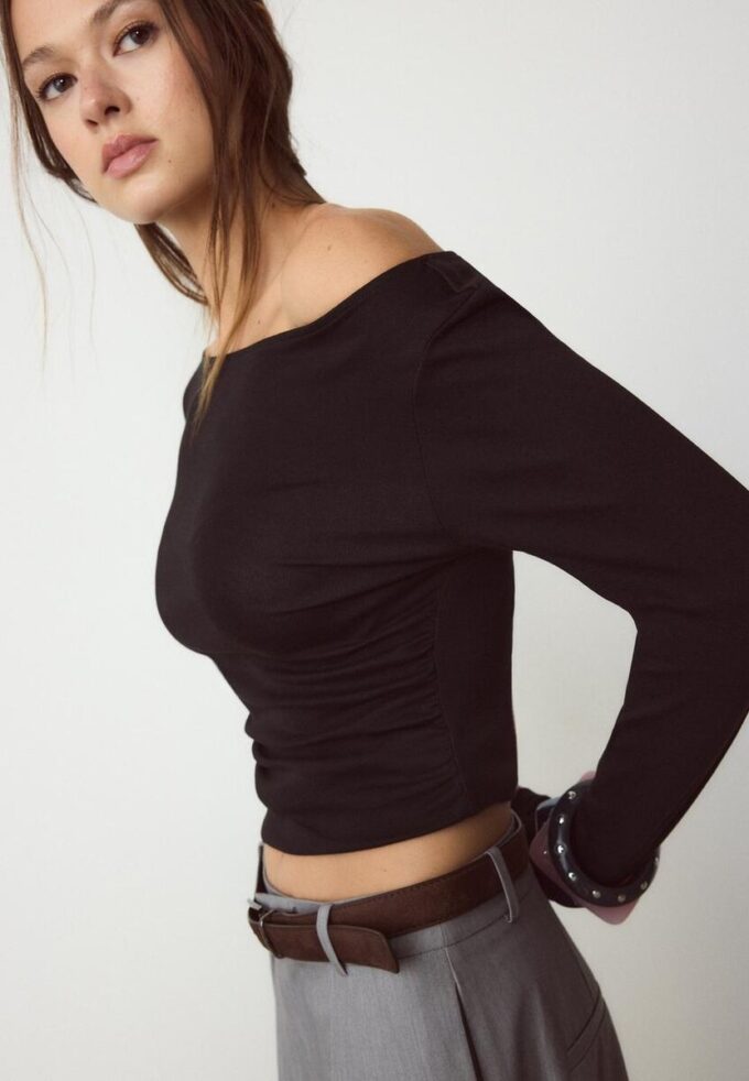 Tričko s dlouhým rukávem a řasením