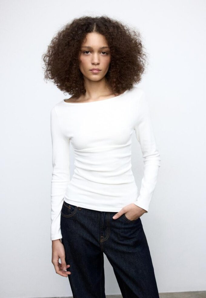 Tričko s dlouhým rukávem a řasením