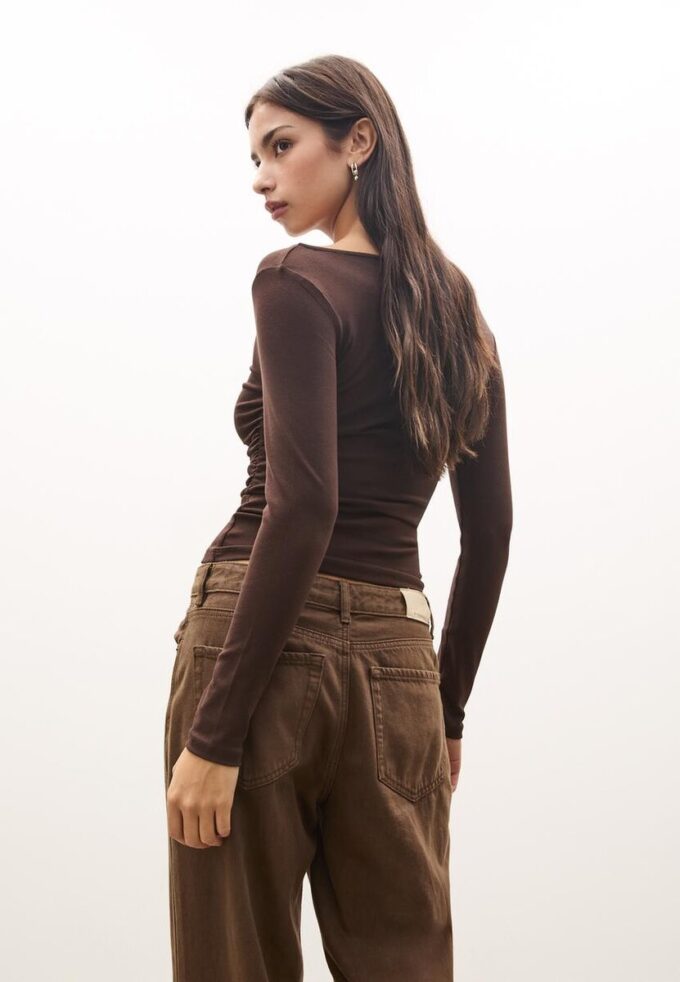 Tričko s dlouhým rukávem a řasením