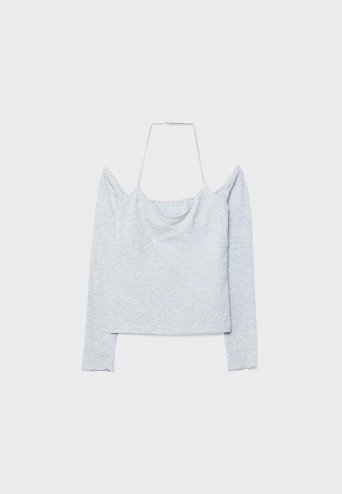 Tričko s dlouhým rukávem a výstřihem za krkem