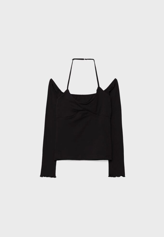 Tričko s dlouhým rukávem a výstřihem za krkem