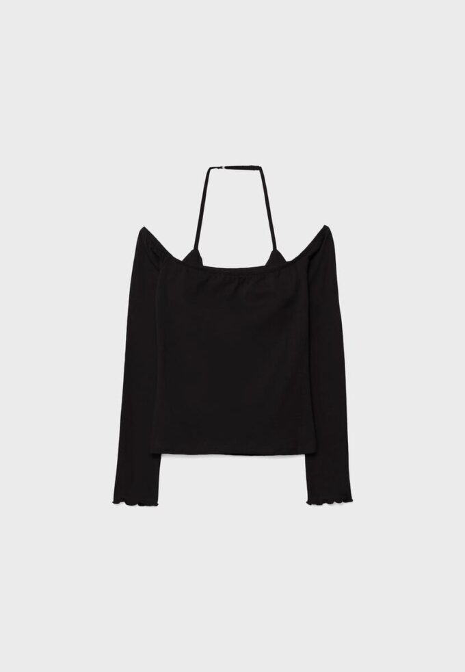 Tričko s dlouhým rukávem a výstřihem za krkem