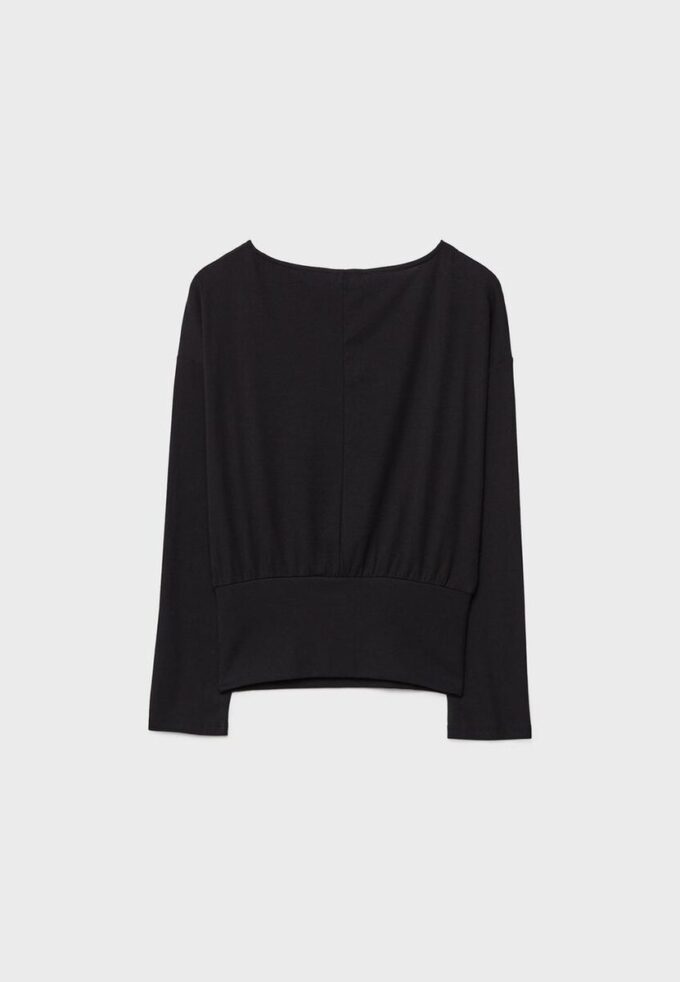 Tričko s dlouhým rukávem, výstřihem do V a lemem ve stylu kummerbundu