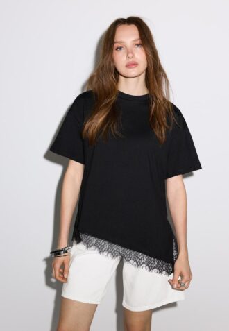 Tričko s krátkým rukávem a krajkovým lemem