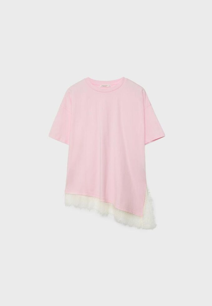 Tričko s krátkým rukávem a krajkovým lemem Tričko s krátkým rukávem a krajkovým lemem