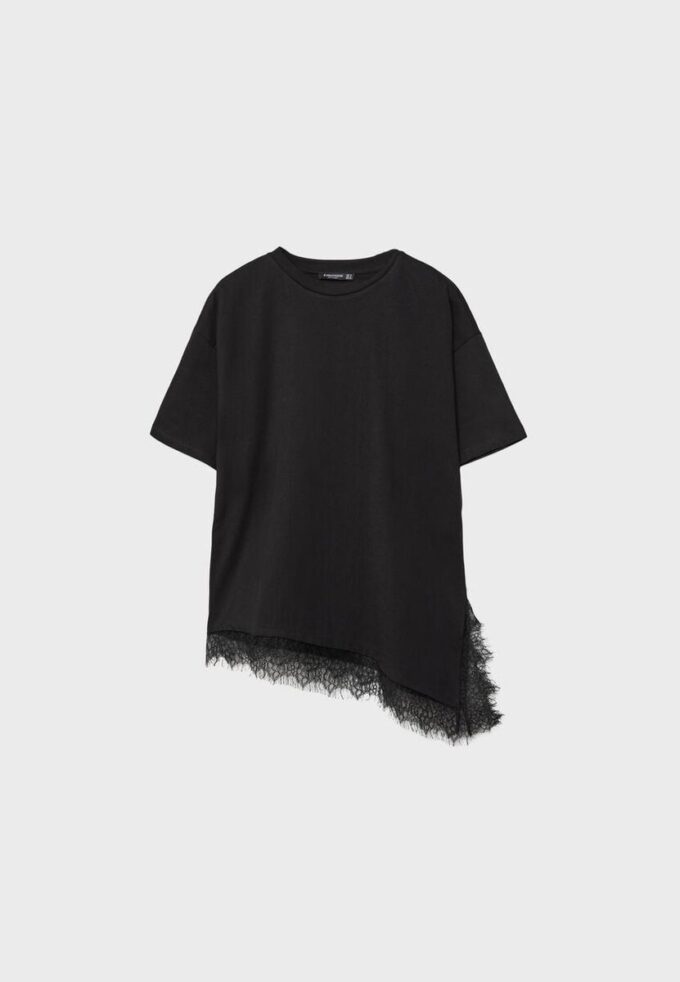 Tričko s krátkým rukávem a krajkovým lemem