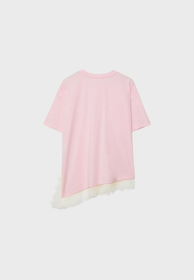 Tričko s krátkým rukávem a krajkovým lemem Tričko s krátkým rukávem a krajkovým lemem