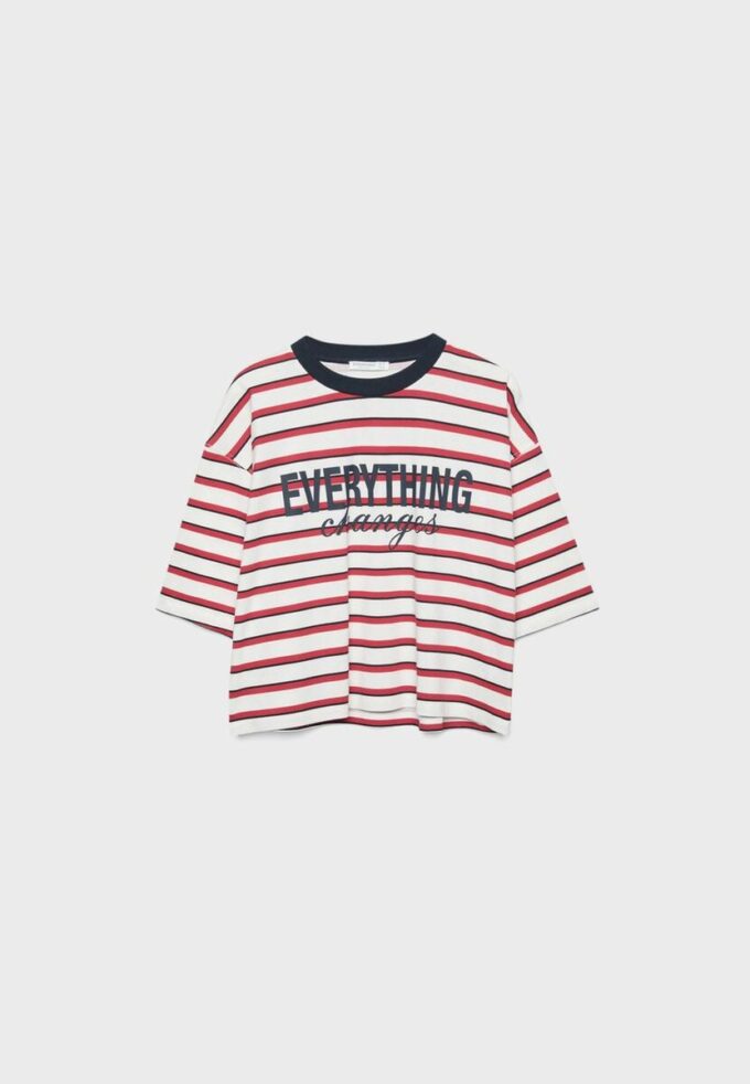 Tričko s krátkým rukávem a potisky pruhů ve tvaru kraťasů